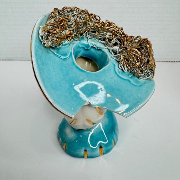 Vintage Lady Head Vase Turquoise Collectible - Picture 9 of 11